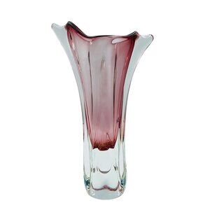 1970s Luxury Handcrafted Pink Vase in Murano Glass. Made in Italy